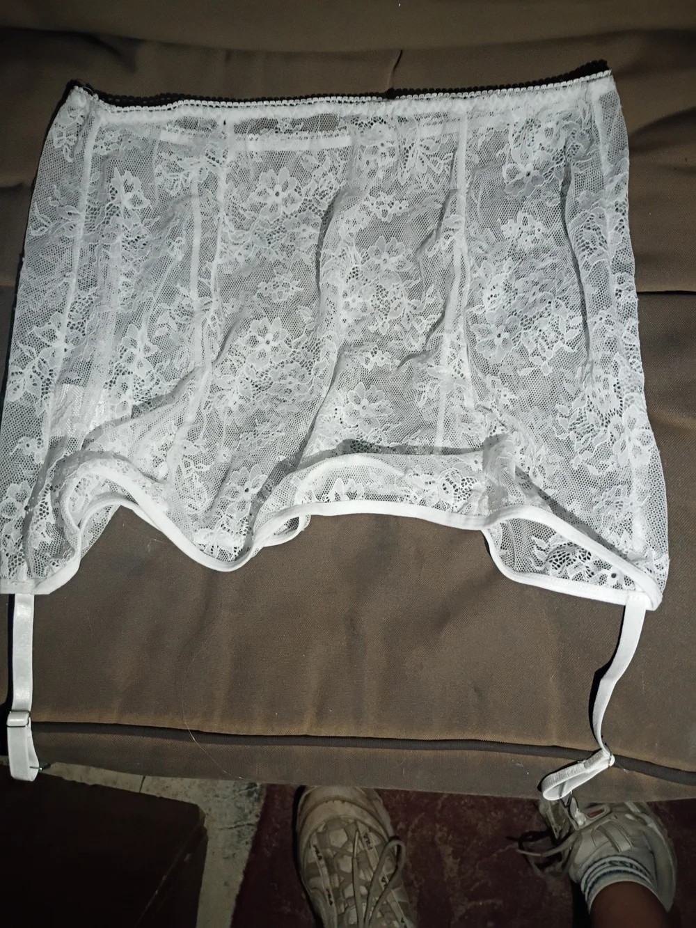 Sheer White Lace Long-Sleeve  Bandeau Shrug Lingerie Outfit Set/Skirt/Panties